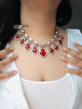 Load image into Gallery viewer, Moissanite Red Doublet Premium Statement Necklace set
