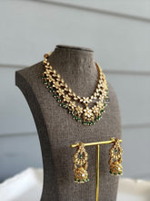 Load image into Gallery viewer, 22k Gold plated Green Layered Tayani Premium Necklace set
