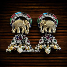 Load image into Gallery viewer, German silver Elephant Multicolor Cute Stud Earrings
