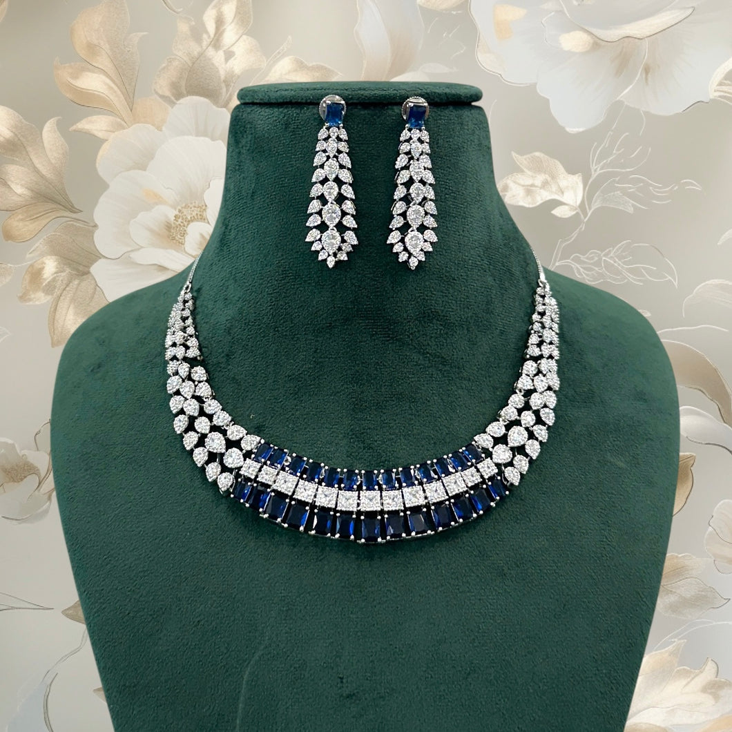 Layered Designer Solitaire American Diamond Necklace set