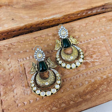 Load image into Gallery viewer, Tayani Kundan gold plated Antique Butterfly chandbali earrings
