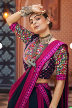 Load image into Gallery viewer, PRE ORDER pink Black Multicolor Navratri lehenga choli
