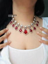 Load image into Gallery viewer, Moissanite Red Doublet Premium Statement Necklace set
