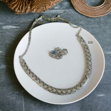 Load image into Gallery viewer, Silver Hasli American Diamond Dainty Necklace set
