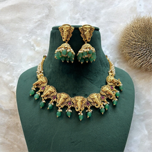 Load image into Gallery viewer, Ganesha golden Pearl Temple Necklace set
