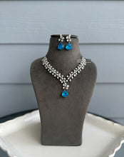 Load image into Gallery viewer, Trisha Certified Svarovski American Diamond Blue necklace set
