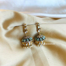 Load image into Gallery viewer, Multiple colors-Tayani 22k gold plated jhumki earrings
