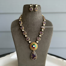 Load image into Gallery viewer, Purple Multicolor Moissanite Premium Pachi  antique Necklace set
