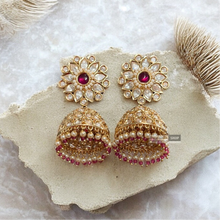 Load image into Gallery viewer, Premium Tayani Pearl Golden 22k Gold plated Jhumka Earrings
