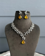 Load image into Gallery viewer, Trisha Certified Svarovski American Diamond Yellow necklace set
