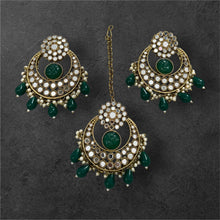 Load image into Gallery viewer, Colors-Golden Mirror Big Pearl Chandbali Earrings with Maangtikka
