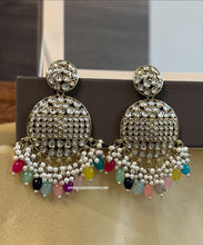 Load image into Gallery viewer, Kundan Round Pearl Beads Hanging Earrings
