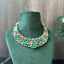 Load image into Gallery viewer, Tayani Gold plated Emerald Green Doublet  Premium Statement Necklace set
