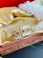 Load image into Gallery viewer, Green Ivory Meenakari tayani 22k gold plated Board Statement kada bangle
