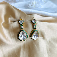 Load image into Gallery viewer, Uncut Kundan Green Enamel Kareena kapoor inspired Earrings
