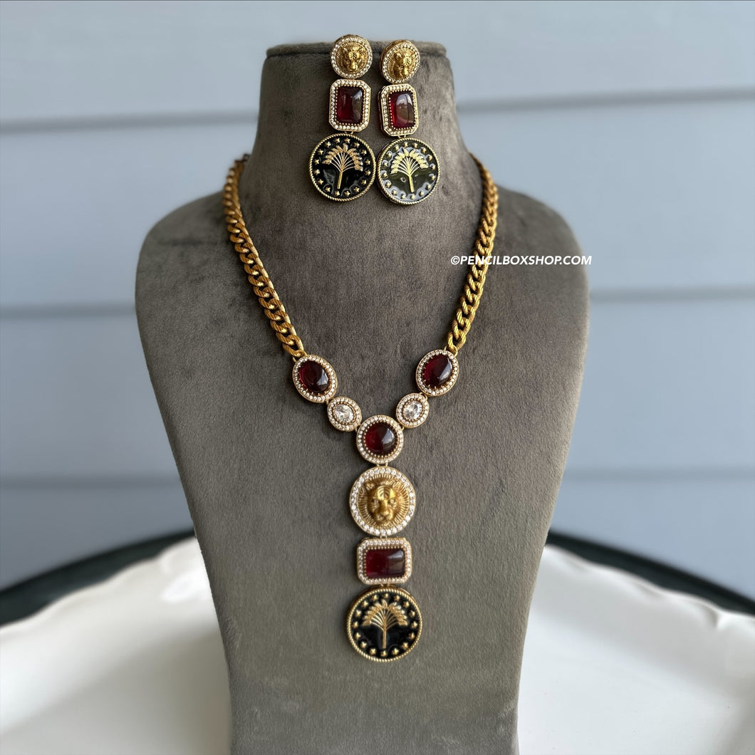 Ishita Jaguar Ruby Statement Necklace set