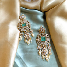 Load image into Gallery viewer, Tayani 22k gold plated Mint doublet Hanging earrings
