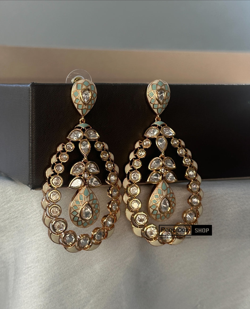 Green Tayani statement 18k Gold plated Dangling Earrings