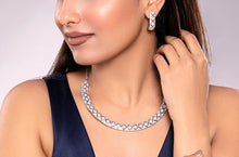 Load image into Gallery viewer, Silver Hasli American Diamond Dainty Necklace set
