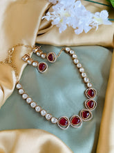 Load image into Gallery viewer, Gold plated Ruby Premium moissanite Dainty Stone Necklace set
