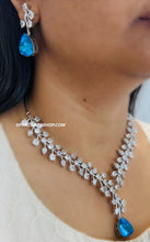 Load image into Gallery viewer, Trisha Certified Svarovski American Diamond Blue necklace set
