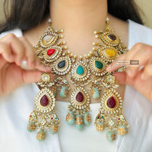 Load image into Gallery viewer, Jaislmer special Bridal Multicolor carved Statement Necklace set
