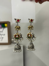 Load image into Gallery viewer, German Silver Elephant Lookalike Pachi Jhumka Earrings
