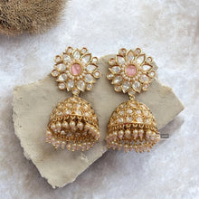 Load image into Gallery viewer, Premium Tayani Pearl Golden 22k Gold plated Jhumka Earrings
