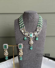 Load image into Gallery viewer, Dainty Uncut Kundan American Diamond Necklace set
