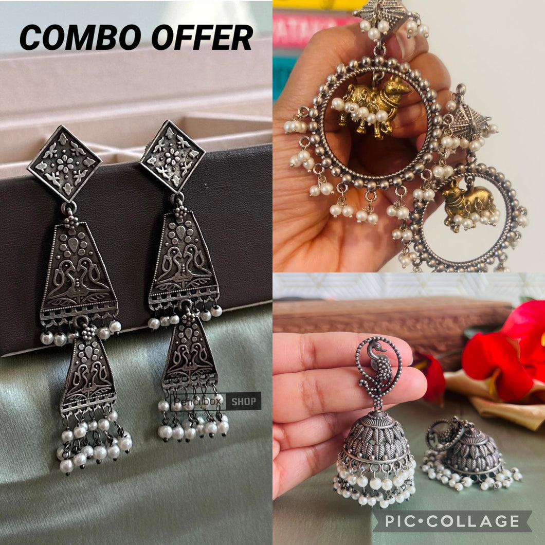 3 Pc Combo Offer Of German silver earrings