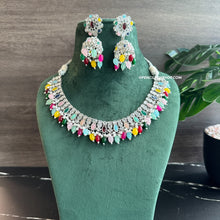 Load image into Gallery viewer, Anvi Multicolor Silver Polki Necklace Set with Maangtikka
