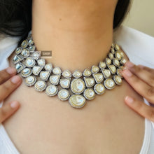 Load image into Gallery viewer, White uncut Stone Statement Designer Necklace set
