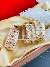 Load image into Gallery viewer, Green Ivory Meenakari tayani 22k gold plated Board Statement kada bangle
