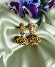 Load image into Gallery viewer, Golden Beads Ganesha Medium size Jhumka earrings
