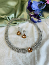 Load image into Gallery viewer, Lyra Champagne svarovski Crystal American Diamond Premium Necklace set
