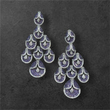 Load image into Gallery viewer, Purple Invisible American Diamond Solitaire Dangling Earrings
