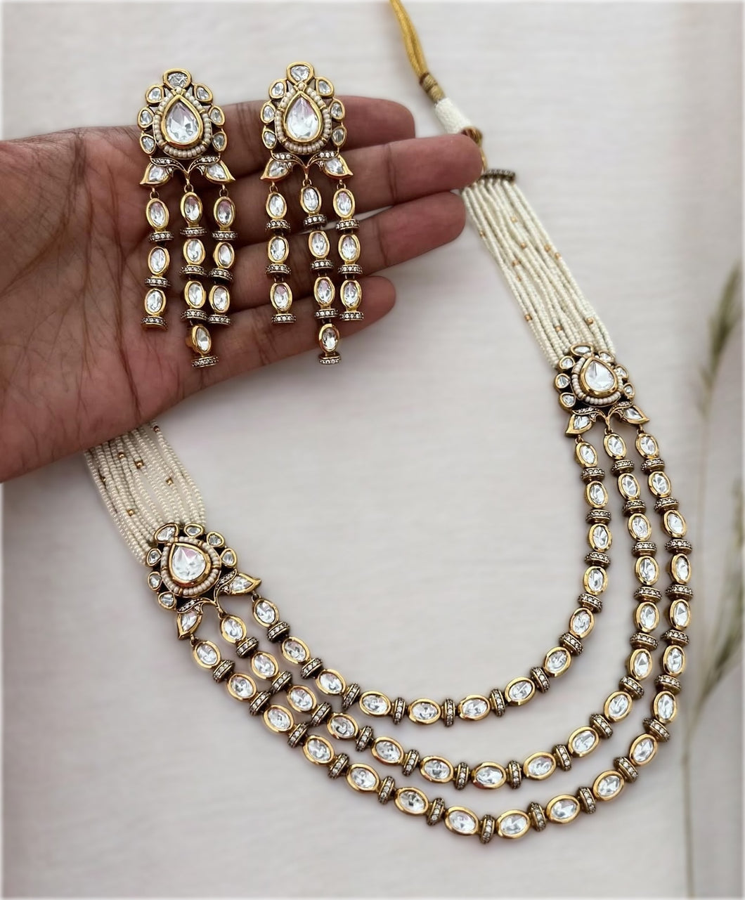 Three layered Tayani Gold plated Necklace set