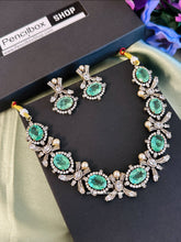 Load image into Gallery viewer, Sea Green Doublet Victorian designer Premium Necklace set
