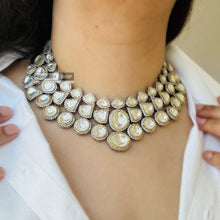 Load image into Gallery viewer, White uncut Stone Statement Designer Necklace set
