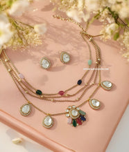 Load image into Gallery viewer, Multicolor four Layered Premium Moissanite dainty necklace set
