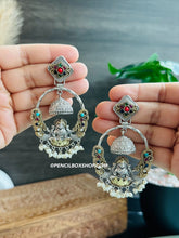 Load image into Gallery viewer, Lakshmi ji Chatri German silver jhumka Earrings
