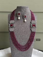 Load image into Gallery viewer, Designer Victorian Long American Diamond Necklace set

