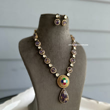 Load image into Gallery viewer, Purple Multicolor Moissanite Premium Pachi  antique Necklace set
