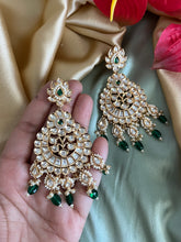 Load image into Gallery viewer, 22k Gold plated Tayani chandbali Beads Stone Earrings
