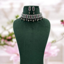 Load image into Gallery viewer, Afghani Ruby green German Silver Ghungroo Choker  Necklace set
