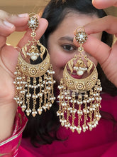 Load image into Gallery viewer, Kareena Kapoor Golden Pearl Peacock Long Dangling Ethnic earrings
