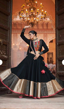 Load image into Gallery viewer, PRE ORDER Black Multicolor Navratri lehenga choli
