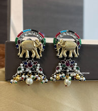 Load image into Gallery viewer, German silver Elephant Multicolor Cute Stud Earrings
