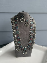 Load image into Gallery viewer, Saanvi German silver Shades of Blue Multicolor Premium Long Statement Necklace set
