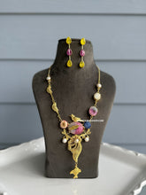 Load image into Gallery viewer, Contemporary Designer Natural Stone Druzy Agate Bird Long Necklace set
